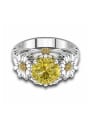 thumb Exaggerated Yellow Zircon Flowers Copper Ring 2