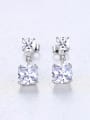 thumb 925 Sterling Silver With Cubic Zirconia Delicate Square Stud Earrings 2