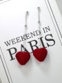 thumb Fashion Red Suede Heart 925 Silver Drop Earrings 0