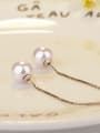 thumb Fashion Imitation Pearl Hollow Round Cubic Zirconias Line Earrings 2