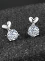 thumb Tiny Cubic Zircon 925 Sterling Silver Cute Heart Stud Earrings 1