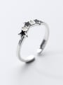 thumb Exquisite Open Design Star Shaped Glue Silver Ring 0