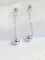 thumb Simple Little Smooth Beads Silver Women Stud Earrings 2