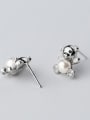 thumb Lovely Bear Shaped Artificial Pearl Silver Stud Earrings 1