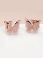 thumb Female 18K Rose Gold Frosted Butterfly stud Earring 0