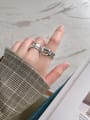 thumb 925 Sterling Silver With Antique Silver Plated Vintage Geometric line knot free size Rings 1