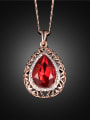thumb Red Water Drop Shaped Glass Stone Necklace 1