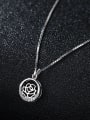 thumb 925 Sterling Silver With Platinum Plated Simplistic Hollow  Round  Flower Necklaces 1