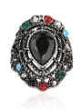 thumb Retro Ethnic style Water Drop Resin stones Grey Crystals Alloy Ring 3