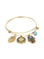 thumb Exquisite Palm Shaped Gold Plated Turquoise Bangle 0