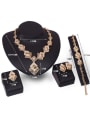 thumb Alloy Imitation-gold Plated Fashion Rhinestones Hollow Square Four Pieces Jewelry Set 2