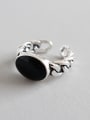 thumb Sterling Silver Vintage Personality Black Resin Free Size Ring 0