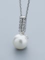 thumb Simple Shiny Zirconias Freshwater Pearl 925 Silver Pendant 2