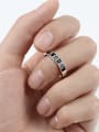 thumb Fashion style Little Flowers Black Silver Opening Ring 1