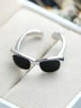 thumb Personality Black Glue Glass Shaped Opening Ring 2