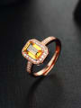 thumb Fashion Rectangular Crystal Zircon Engagement Ring 0