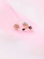 thumb Alloy With Rose Gold Plated Cute Asymmetry  Little Bird Flower  Stud Earrings 3