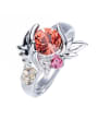thumb Leaf-shaped Crystal Statement Ring 0