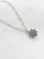 thumb Fashion Little Round Grey Stone Pendant Silver Necklace 2