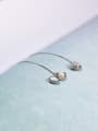 thumb Personalized Tiny Opening Shell Pearl 925 Silver Line Earrings 2
