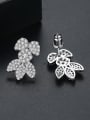 thumb Copper With Platinum Plated Delicate Leaf Cluster Earrings 2