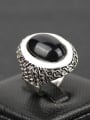 thumb Retro style Antique Silver Plated Black Resin stone Alloy Ring 3