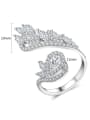 thumb Copper With Platinum Plated Exaggerated Flower Cubic Zirconia Statement Rings 4