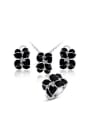 thumb Exquisite Platinum Plated Flower Shaped Enamel Three Pieces Jewelry Set 0
