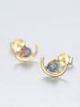 thumb 925 Sterling Silver With Gold Plated Cute Geometric Stud Earrings 3