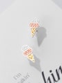 thumb 925 Sterling Silver With Platinum Plated Cute ice cream Stud Earrings 2