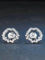 thumb Simple Tiny Cubic Zirconias Hollow Round 925 Silver Stud Earrings 0