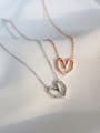 thumb Simple Hollow Heart Pendant Silver Necklace 2