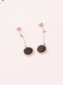 thumb Simple Style Round Black Agate Drop Earrings 0