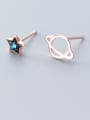 thumb 925 Sterling Silver WithCubic Zirconia Cute Planet Star Asymmetry Stud Earrings 0