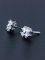 thumb S925 Silver  Fashion Sweet Full zircon Flowers Stud cuff earring 2