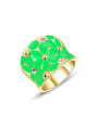 thumb Exquisite 18K Gold Plated Flower Pattern Enamel Ring 0