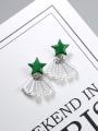 thumb Tiny Green Star Clear Rhinestones 925 Silver Stud Earrings 2