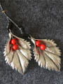 thumb Vintage Leaf Shaped Red Beads Necklace 1