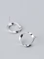 thumb 925 Sterling Silver With Platinum Plated Simplistic Wavy circle Stud Earrings 1