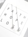 thumb Simple Shiny Cubic Zirconias Bead 925 Silver Line Earrings 1