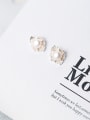 thumb All-match Flower Shaped Artificial Pearl Silver Stud Earrings 1