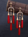 thumb Retro Style Stones Red Elegant Wedding Party Drop Earrings 1