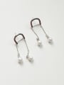 thumb Sterling silver synthetic pearls horseshoe buckle earrings 0
