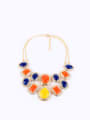 thumb Color Oval Stones Double-layer Alloy Necklace 0