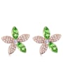thumb Fashion Marquise Tiny Cubic austrian Crystals Flower Stud Earrings 1