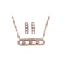 thumb Copper With Cubic Zirconia Simplistic Hollow Geometric Earrings And Necklaces 2 Piece Jewelry Set 1