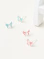 thumb Colorful Pink Glue Butterfly Bow Shaped Stud Earrings 1