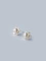 thumb S925 Silver Snowflake Freshwater Pearl stud Earring 0