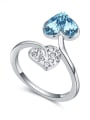 thumb Personalized Heart austrian Crystal Leaf Alloy Ring 2