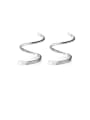 thumb 925 Sterling Silver With Smooth Simplistic Irregular Threader Earrings 3